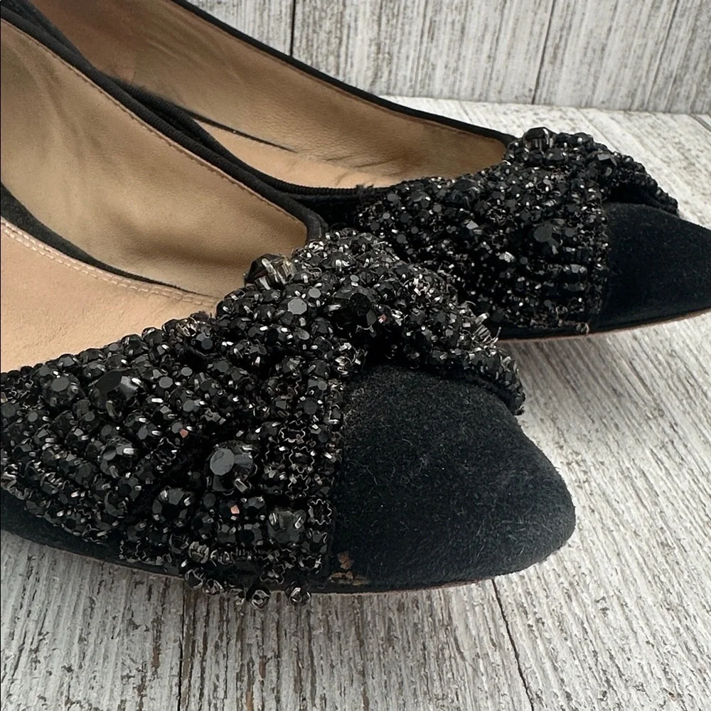 Tory Burch Black Flats with Embellished Bow